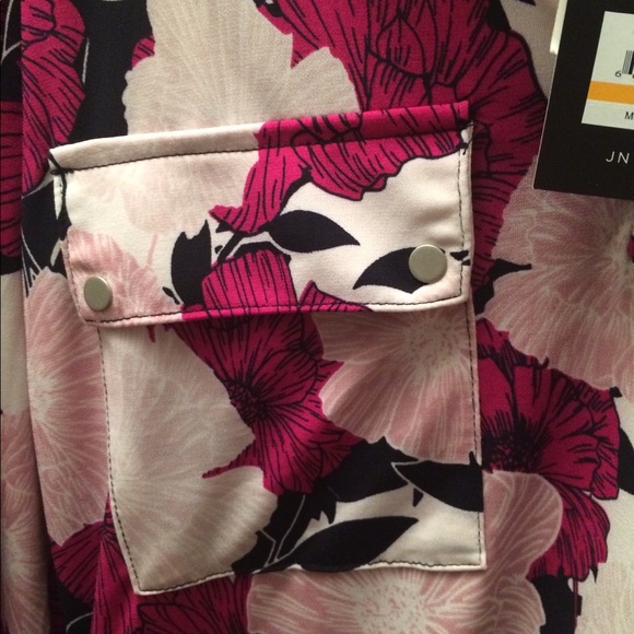 Jones New York Blouse Tab Sleeve Floral Print S - Picture 9 of 9